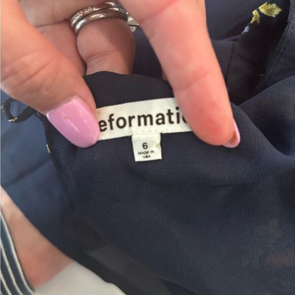 Reformation Floral Maxi Dress - Navy and Yellow - Picture 5 of 13